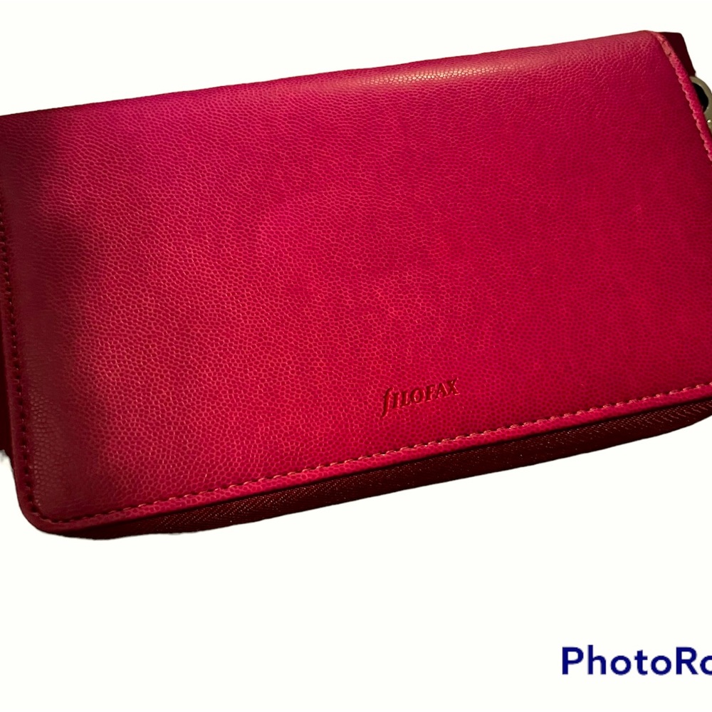 Saffiano Personal Compact Zip Organizer Raspberry